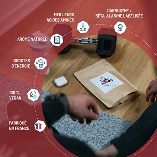 Nutripure | Pure Workout | Complément alimentaire | Pre Workout sans caféine | EAA, BCAA, Citrulline Kyowa®, Bêta-alanine CarnoSyn®, Tyrosine | Arôme naturel myrtille | 15 x 21g | Fabriqué en France
