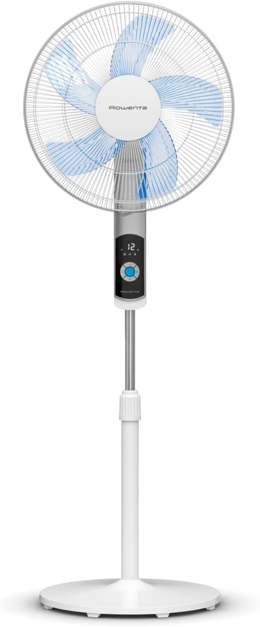 Rowenta Turbo Silence 35 dB(A), ventilateur sur pied puissant VU5650 | 12 Vitesses, Oscillation 120°, Télécommande, Écran LED, Minuterie 12 h, Mode écoénergétique, Couleur: Blanc
