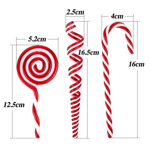 BHGT 12PCS Canne a Sucre Noël Canne Bonbons Décorations de Sapin 3 Style Sucette de Noël Ornement Pendentif de Noël pour Sapin de Noël Arbre de Noël