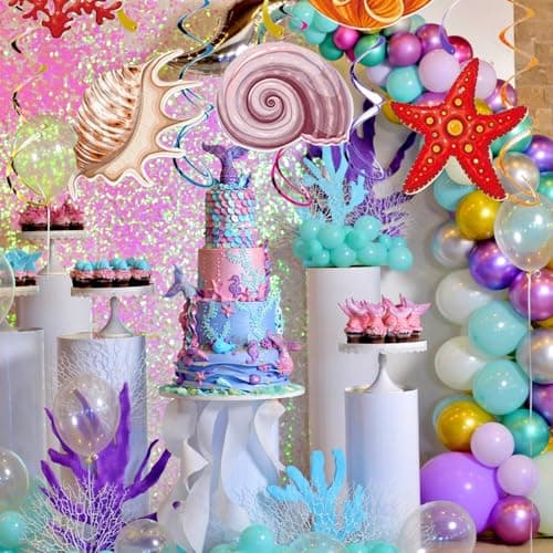 Calkkrer Lot de 10 émerillons à suspendre en forme de bol tropical, décorations de fête sous-marines, thème de plage décorations de plafond. Décor animaux marins guirlandes suspendues décoration.