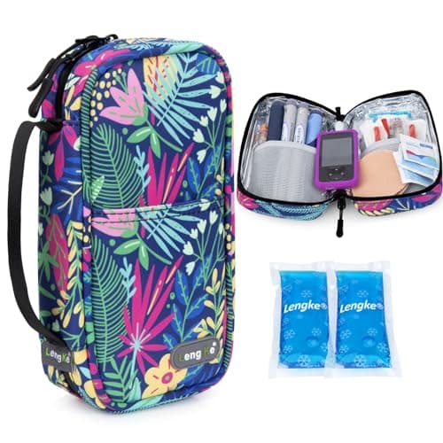 YOUSHARES Pochette Isotherme Insuline avec 2 Poche Glacière à Insuline - Trousse Isotherme Insuline, Sac Isotherme Transport Insuline pour Medicament Voyage, Stylo Insuline, Seringue, Forêt Tropicale