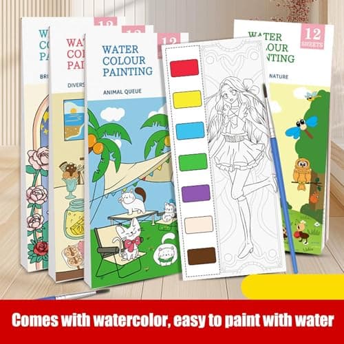 Kit de peinture aquarelle portable, livres de coloriage à l'eau pour | Livre de coloriage sur l’eau de voyage - Livre de coloriage à l'eau de voyage, peinture avec des livres de coloriage à l'eau pour