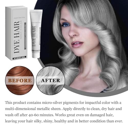 Gotysles Lot de 5 teintures pour cheveux gris, crème colorante pour cheveux gris, crème colorante professionnelle pour cheveux gris, crème colorante instantanée pour cheveux gris, 100 ml (argent, 5