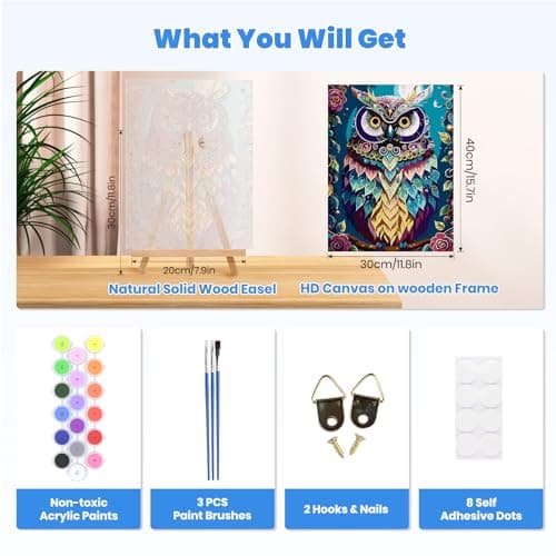 GHHKUD Peinture par Numéros pour Adulte, DIY Peinture Acrylique pour Adultes Enfants débutants Facile sur Toile 30×40 cm avec peintures et pinceaux, avec châssis en bois à monter, Animaux