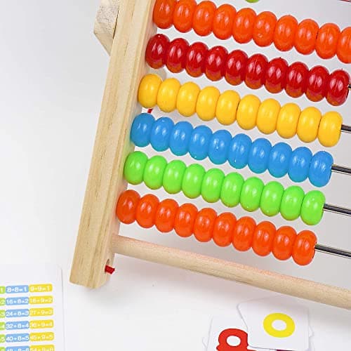 VingaHouse Boulier Règle Calcul Montessori Abacus Mathématique, Cadre de comptage avec 100 Perles/bâtons de comptage/Anglaise Cartes Alphabet numérotées Jouet éducatif pour Les à partir de 3 Ans