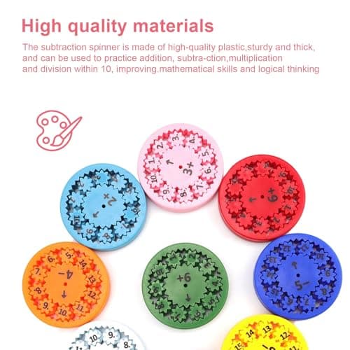 SRJQXH Fidget Spinner Anti Stress 18 Pièces, Spinners Mathématiques Fidget, Orientables à 360°, Jouet Éducatif Fidget Spinners, Mathématique pour Addition, Soustraction, Multiplication et Division