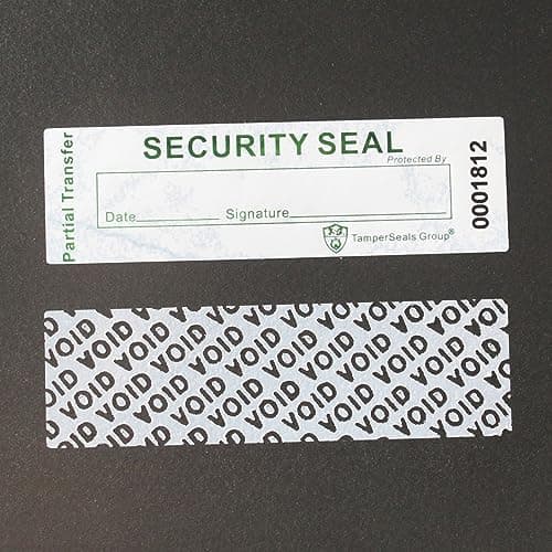 TamperSeals Group – 100 Pièces 2,5 x 8,5 cm Étiquettes, Stickers, Autocollantes Void Inviolable de Sécurité Garantie à Transfert Partiel (Blanc, Laser Holographique Sceau, Numéros de Série)