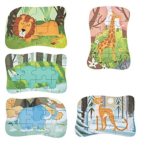 BBLIKE Puzzle Enfant 2 3 4ans, 5 Niveaux de Difficulté Différents Jouet Puzzle pour Enfants, Jouet Puzzle en Carton Éducatif Parfait pour Garçons Filles de 2 Ans +(Éléphant)
