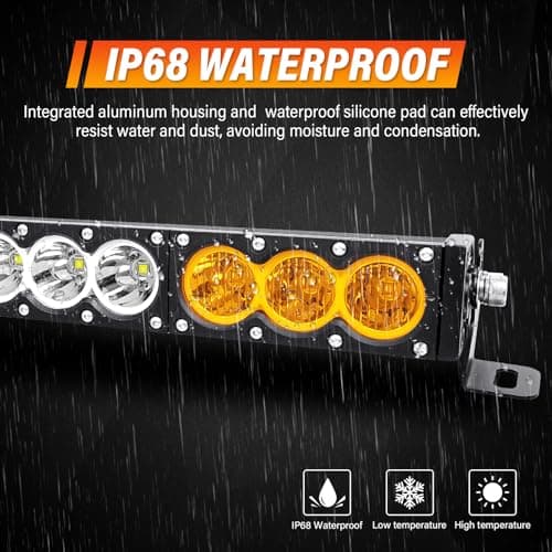 Willpower Barre LED 44'' 240W Rampe LED Rangée Unique Bar LED 12V 24V IP67 Projecteur LED Feux Phare de Travail LED pour 4x4 Voiture Camion Tracteur Quad Bateau, con Câblage, Ambre & Blanc