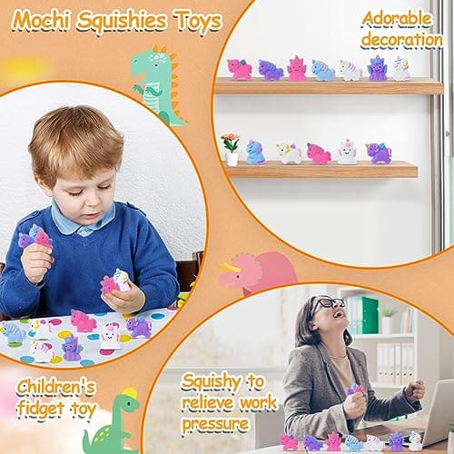 Ainiv 12Pièces Kawaii Mochi Squishy Toys, Mini Squishies Noctiluque Soft Squeeze Jouet, Mignon Animal Squishy Jouet Anti Stress, Kawaii Squishy Fidget Jouet pour Récompense Cadeau d'anniversaire