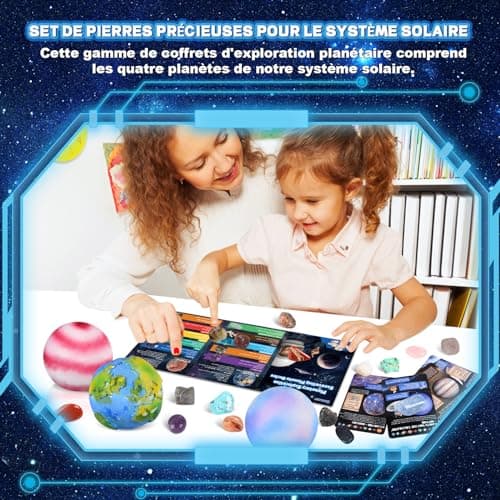 Herenear La Lune Kit de Fouille pour Enfants, Jouets de Fouille ArchéOlogique avec Pierre Precieuse et MinéRaux - Découverte Roches et MinéRaux, Kit Scientifique pour Les 6+ Ans