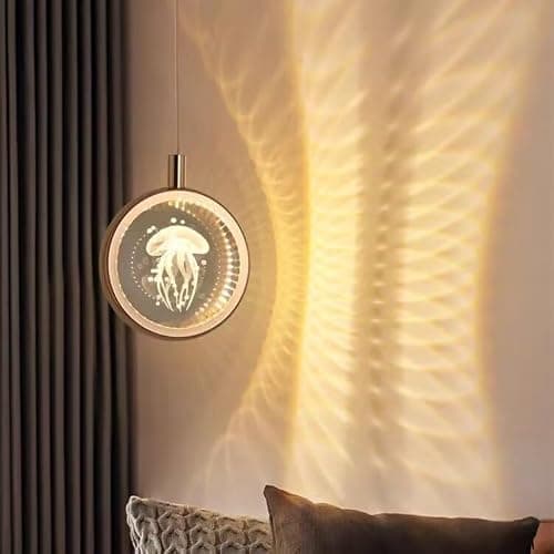 TTNAO Lustres Salon Cuisine Anneaux métalliques Avec K9 Boule de Cristal Moderne Lampe Suspendue Lustre Cristal Chambre Suspensions Lampe Chambre Couloir Salon Cuisine-(Méduses)