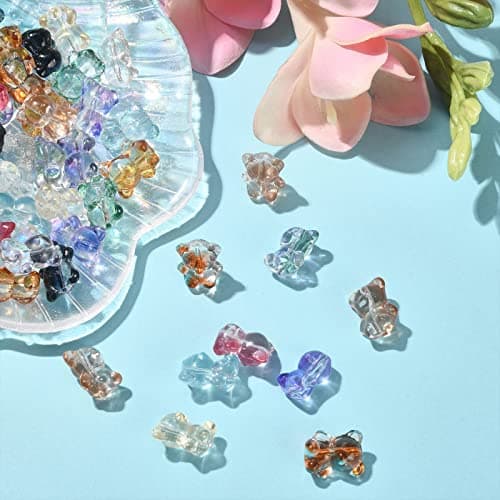 Stiesy Lot de 100 perles colorées en verre transparent pour la fabrication de bijoux, les loisirs créatifs, les bracelets