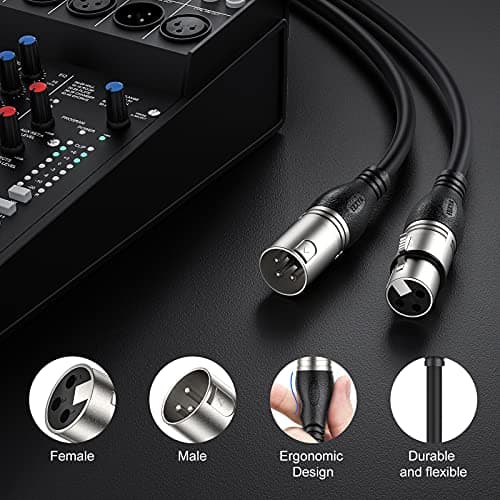 EBXYA Câble XLR Câble de microphone 3M 2Pack - Câble XLR équilibré 3 broches mâle à femelle Câble DMX Câble de raccordement XLR