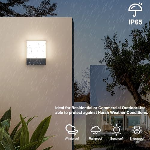 Klighten Lot de 2 24W Lampe Murale LED Interieur/Exterieur, Applique Murale Anthracite Modernes en Aluminium, Éclairage Mural pour Entrée Couloir Escaliers, Blanc Neutre 4500K, IP65, 1500Lumen