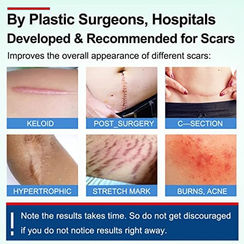 Feuilles de cicatrice en silicone (1,8 "x 120" -3M), bandes de ruban adhésif en silicone de qualité médicale pour incisions chirurgicales, césarienne, chéloïde, acné