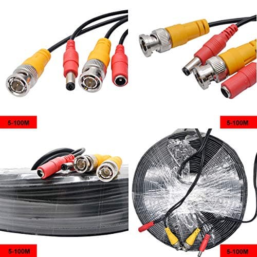 MASO Câble d'alimentation vidéo BNC 5 m RCA DC pour caméra de vidéosurveillance de voiture et enregistreur vidéo numérique