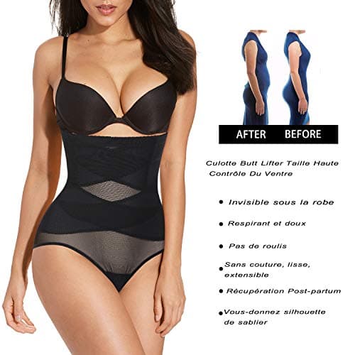 CHUMIAN Femme Culotte Sculptantes Taille Haute Gainante Minceur Gaine Amincissante Ventre Plat Invisible Panty Efficace sous-vêtements (Attirant Noir, XL)