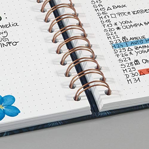SIGEL JN605 Carnet de notes à spirale premium, 16,8 x 21,5 cm, pointillé, couverture rigide, motif feuilles, noir/beige/marron - Jolie