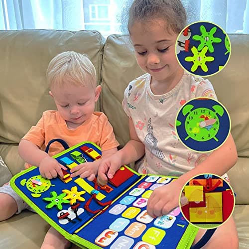 LearnToy Busy Board Montessori Jouet Enfant 1 2 3 4 Ans, 3 Couches Dinosaure Planche Montessori pour Apprendre La Motricité Fine, Jouets éducatifs Jeux Montessori pour Garcon Fille BéBé