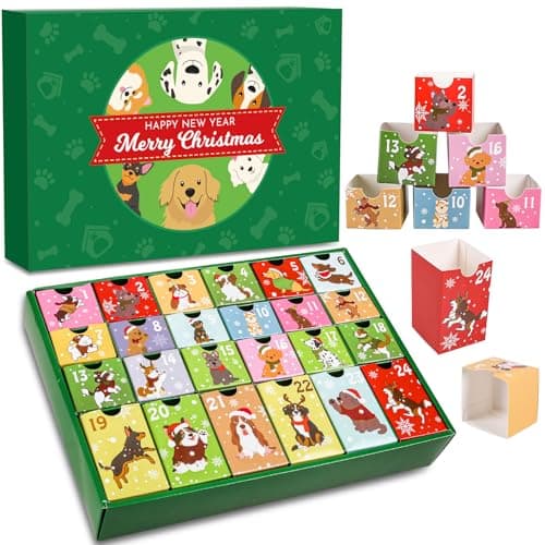 iZoeL Calendrier de l'Avent 2024 Chien Calendrier de l'Avent Amoureux des Chiens Calendrier de l'Avent a Remplir Soi Meme Calendrier de l'Avent Vide - pour Remplir Collations Jouets Petits Cadeaux