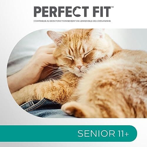 PERFECT FIT Senior 11+ Croquettes Gourmandes pour Chat Senior Stérilisé – Nourriture Riche en Poulet – 1,4 kg (Lot de 5)
