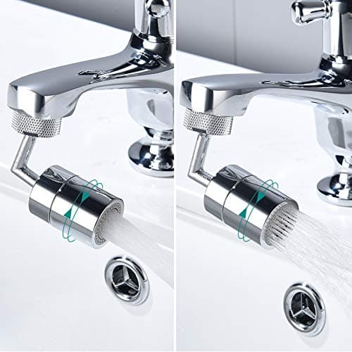 Waternymph 720 Degrés Grand Angle Aérateur pour Robinet, 2 Modes Réglable Mousseur Robinet pour Salle De Bain, Cuisine - Moletage(FM22)