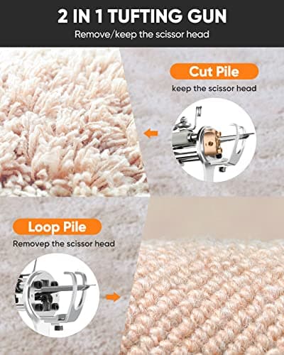 BESGEER Rug Tufting Gun Set with Trimmer, Tufting Machine Cut Pile and Loop Pile Start Kit, Tufting Kit Complet, Pistolet Tufting,Pistolet Touffeter, Kit Pistolet à Touffeter avec Tondeuse