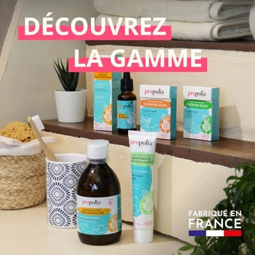 PROPOLIA - Dentifrice Antibactérien pour Gencives sensibles - Soin naturel à la Propolis et Menthe - Action contre les caries & le tartre - Sans fluor - Fabriqué en France - 75 ml