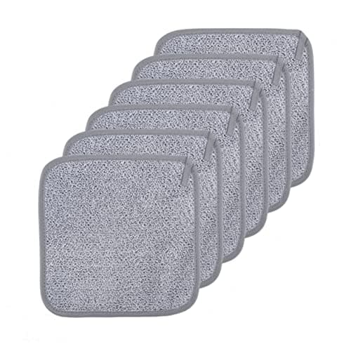 Polyte - 6 serviettes démaquillantes/pour le visage - en microfibres - hypoallergénique/sans produits chimiques - gris - 20 x 20 cm