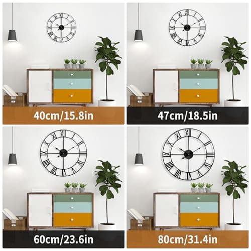 Mee 2ou Horloge Murale Design Moderne et Vintage, Silencieuse sans Tic-Tac, Grande Horloge Murale Géante XXL, Disponible en 40 cm, 47 cm, 60 cm, 80 cm, 100 cm, Idéale pour Le Salon Cuisine Bureau