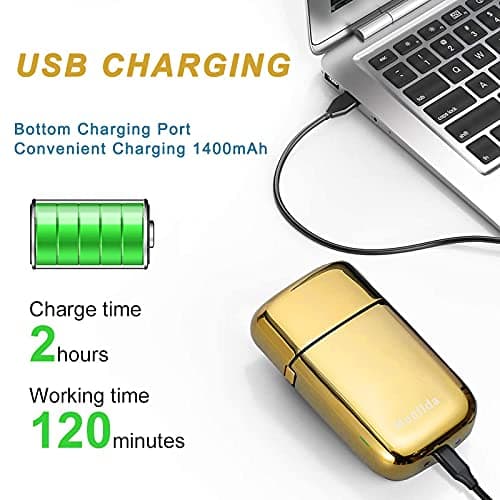 Monlida Rasoir Électriques Hommes, Tondeuse Barbe Homme Rasage Ultra Précis Sans Fil en Métal et Aluminium, Tondeuse de Précision USB Rechargeable (D'or)