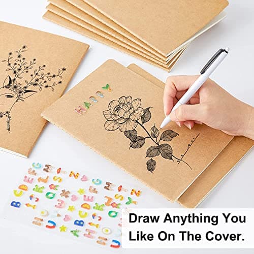 feela 8 PCS Carnet de Notes Non Ligné Couverture Kraft, Journal à Couverture Kraft Souple A5, Cahier Kraft Marron Notebook, Carnet de Notes A5 pour Etudiants pour Plans Notes, 60 Pages, 14x21cm