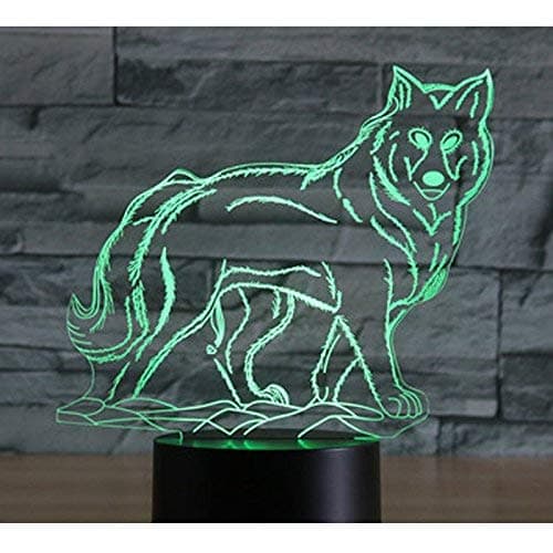 YTDZLTD 3D Loup Nuit Lampe 16 Couleurs Changeantes Puissance USB Télécommande Contact Switch Lampe Décorative Illusion Optique LED Lampe de Table Anniversaire Noël Cadeau Enfants Jouets