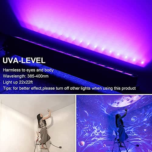 Eleganted LED UV Tube 36W Tube Lumière Noire,64 LEDs Violet Lampe Barre IP66 Étanche Extérieur Projecteur UV Eclairage pour Noël Soirée du Maquillage Fluo Peinture Corporelle DJ Disco (2pcs)