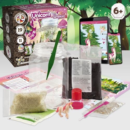 Science4you Terrarium de Licorne - Écosystème avec Licorne Jouet pour Enfant, Terrarium pour Enfants + 21 Autocollants de Licornes, Jeux de Licorne, Cadeau Licorne pour Fille et Garçon 6+ Ans