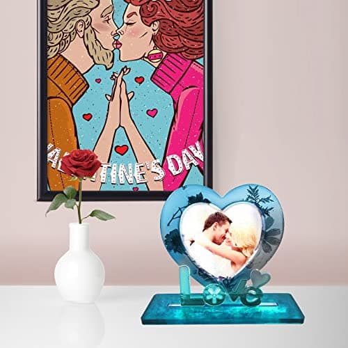 Moules en Résine pour Cadre Photo, Love Moules en Silicone en Forme de Coeur, Moules en Résine Époxy, Décorations d'anniversaire de Mariage, Artisanat, Cadres Photo Personnalisés Moule Personnalisé