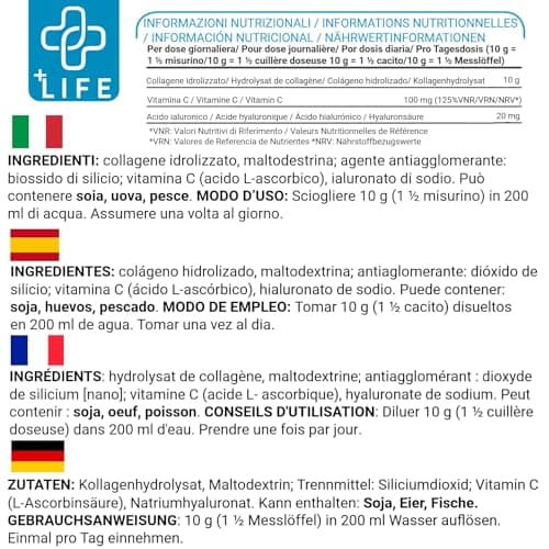 Collagene Et Acide Hyaluronique 330g Avec Vitamine C PiuLife® Peptide De Collagene Hydrolysé Poudre De Type 1, Complément Pour La Peau, Cheveux, Ongles, Articulations, Collagène Bovin Sans Arôme