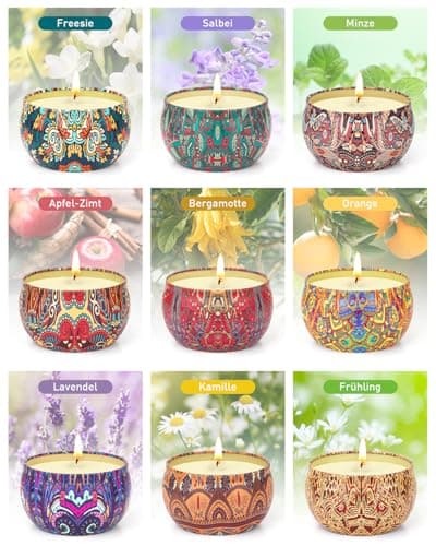 Lot de 9 bougies parfumées, cadeaux pour femme, bougies parfumées, bougies d'aromathérapie, cire de soja naturelle, cadeau pour soulager le stress, détendre le corps, Noël, anniversaire, salle