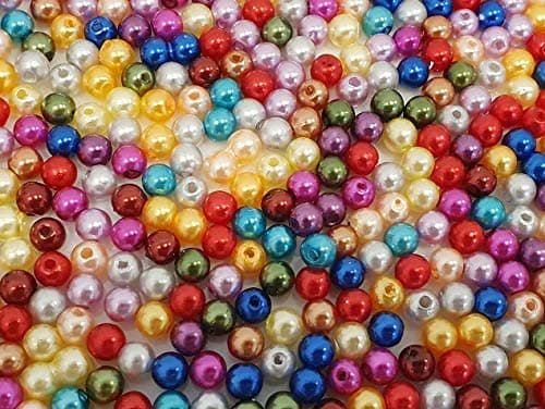 Perlin Lot de 1500 perles de culture imitation nacre de 4 mm - Couleurs mélangées - Pour décoration de mariage, fête, bricolage, bricolage