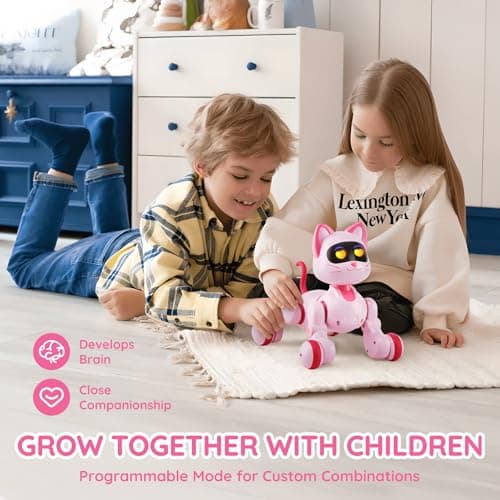 VEVOR Robot Jouet Enfants Télécommandé Chat RC Intelligent, Télécommande Programmable, Contrôle Tactile, Jouet Robotique pour Cadeau d'anniversaire, Noël, Garçons Filles de 3, 4, 5, 6, 7, 8, 10 Ans