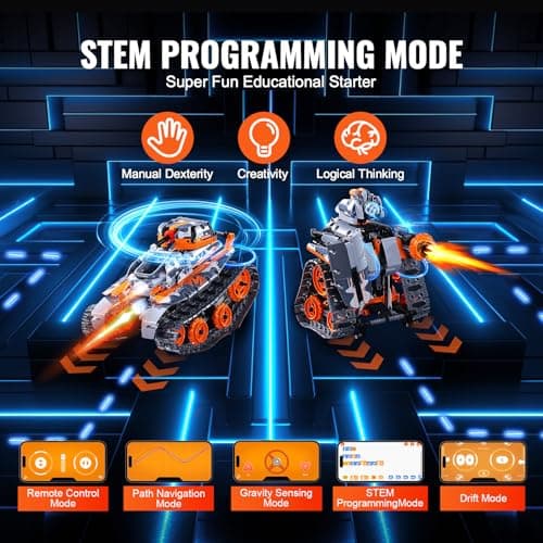 VEVOR Jouets de Construction STEM 5 en 1, Kit de Construction Voiture RC Robot Télécommandé, 554 Pièces, Contrôle par Application, Cadeau pour Création Enfants, Garçons, Filles, Âgés de 6 Ans et Plus