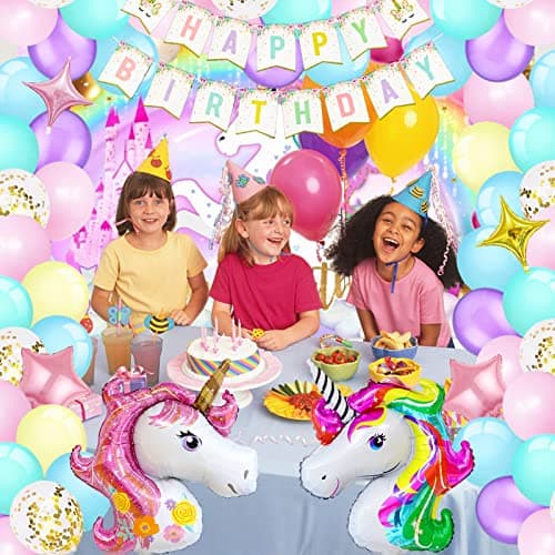 SWOKKTS Decoration Anniversaire Licorn 2 Ans Fille, Kit Anniversaire Licorn Rose, Ballon Deco Licorn Anniversaire Fille 2 An, Ballon Licorn Geant, Licorn Birthday Party Décorations (Ballon Chiffre 2)