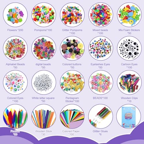UCAMP 3700+ Pièces Kit Bricolage Enfant,Pièces Kit Bricolage Enfants, Bricolage Enfant Pipe Cleaners Crafts Set,Kit de Loisir Creatif Enfant Comprendre Pompons,pour filles garçons 4 5 6 7 8 ans Cadeau