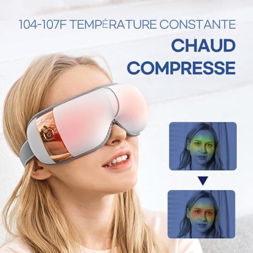 HubiCare Hem-5 Premium Eye Massager avec chaleur et vibration pour les yeux secs et détendre la fatigue oculaire, les cernes et améliorer le sommeil (blanc)