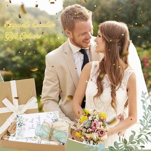 LPZMPZ Cadeaux de Mariage pour Couple de Mariés Argent Cadeau de Mariage Carte de Mariage Cadeau d'argent avec Carte de Vœux, Cœur en Bois, Ruban, Raphia, Tube à Essai, Emballage Cadeau