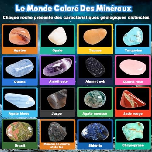 Herenear La Lune Kit de Fouille pour Enfants, Jouets de Fouille ArchéOlogique avec Pierre Precieuse et MinéRaux - Découverte Roches et MinéRaux, Kit Scientifique pour Les 6+ Ans