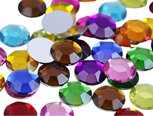Allstarco 15mm Red Ruby H103 Flat Back Acrylic Rhinestones Cosplay Plastic Gems Embelishments Jewelry Making Crafts Scrapbooking Costume Jewels - 50 Pieces