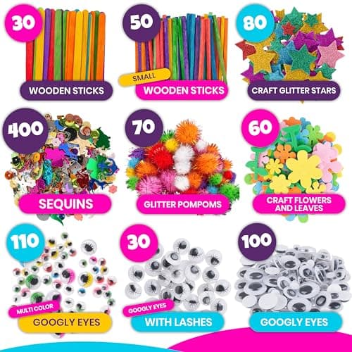Blue Squid Kit Activés Manuelles Artistiques pour Enfants - Maxi Trousse Luxe 2000 Pcs Décoration Bricolage Créatif Vacances, Cadeau Garçon et Fille ge 4-12 ans, Guide Accès Vidéos en Ligne