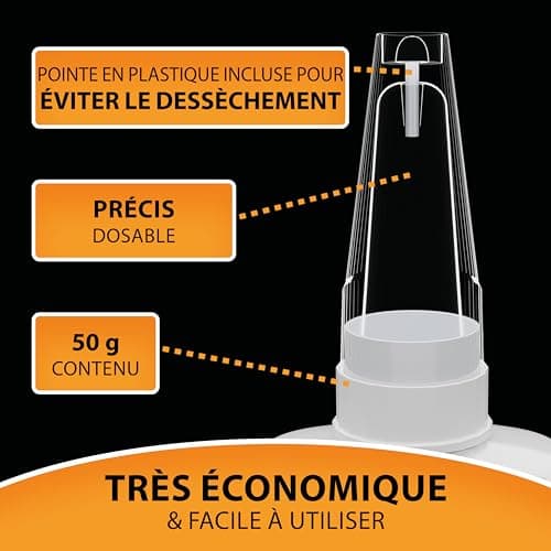 ARKA - KRAFTPROTZ liquide | 50 g | Superglue | Extra forte et universelle | Colle les métaux, le plastique, la pierre, le plastique, le bois, le verre, les tissus, le cuir, le caoutchouc, etc. |